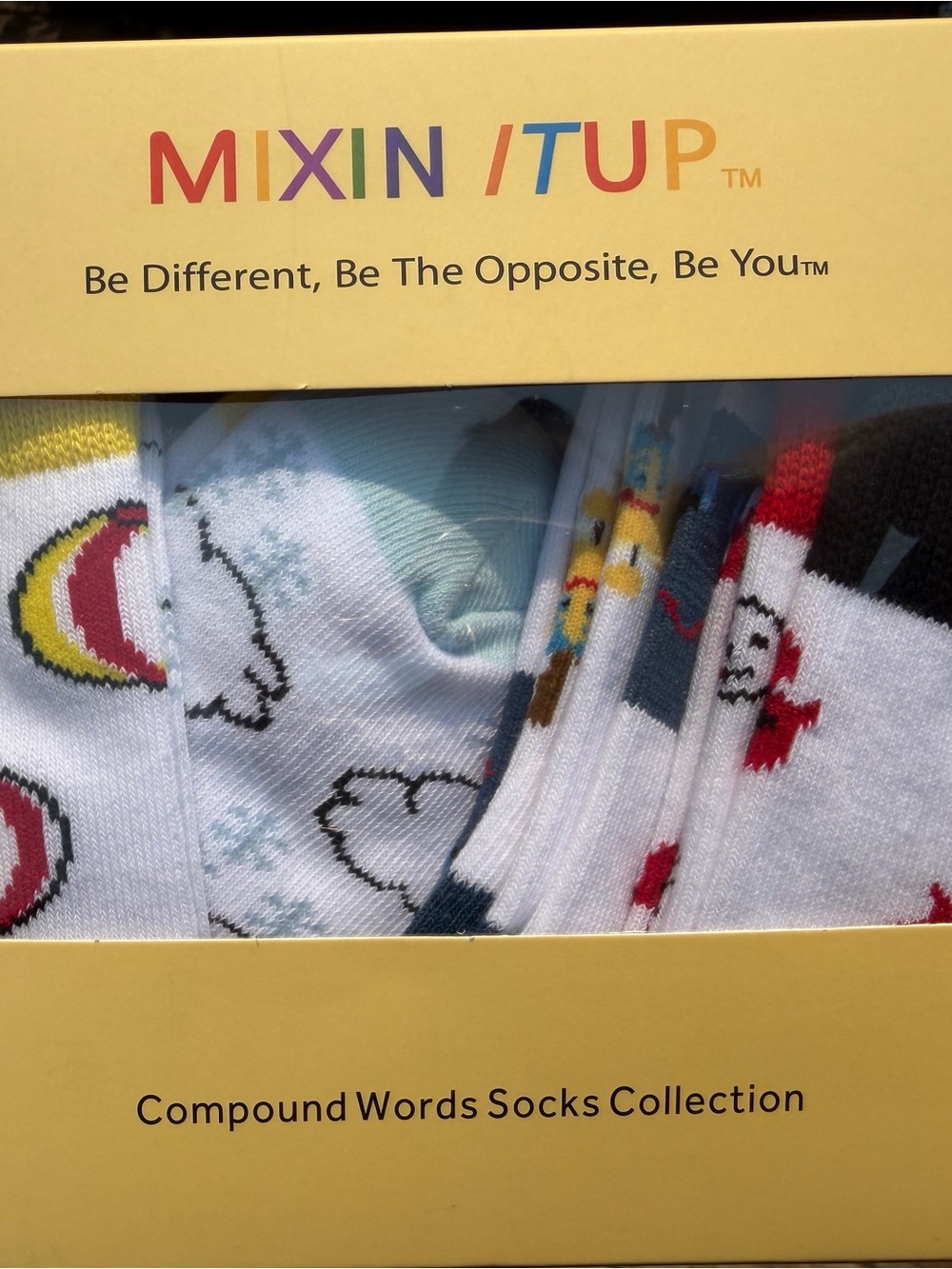 Mixin It Up Kids White Multi Patterned Socks - Compound Words Collection